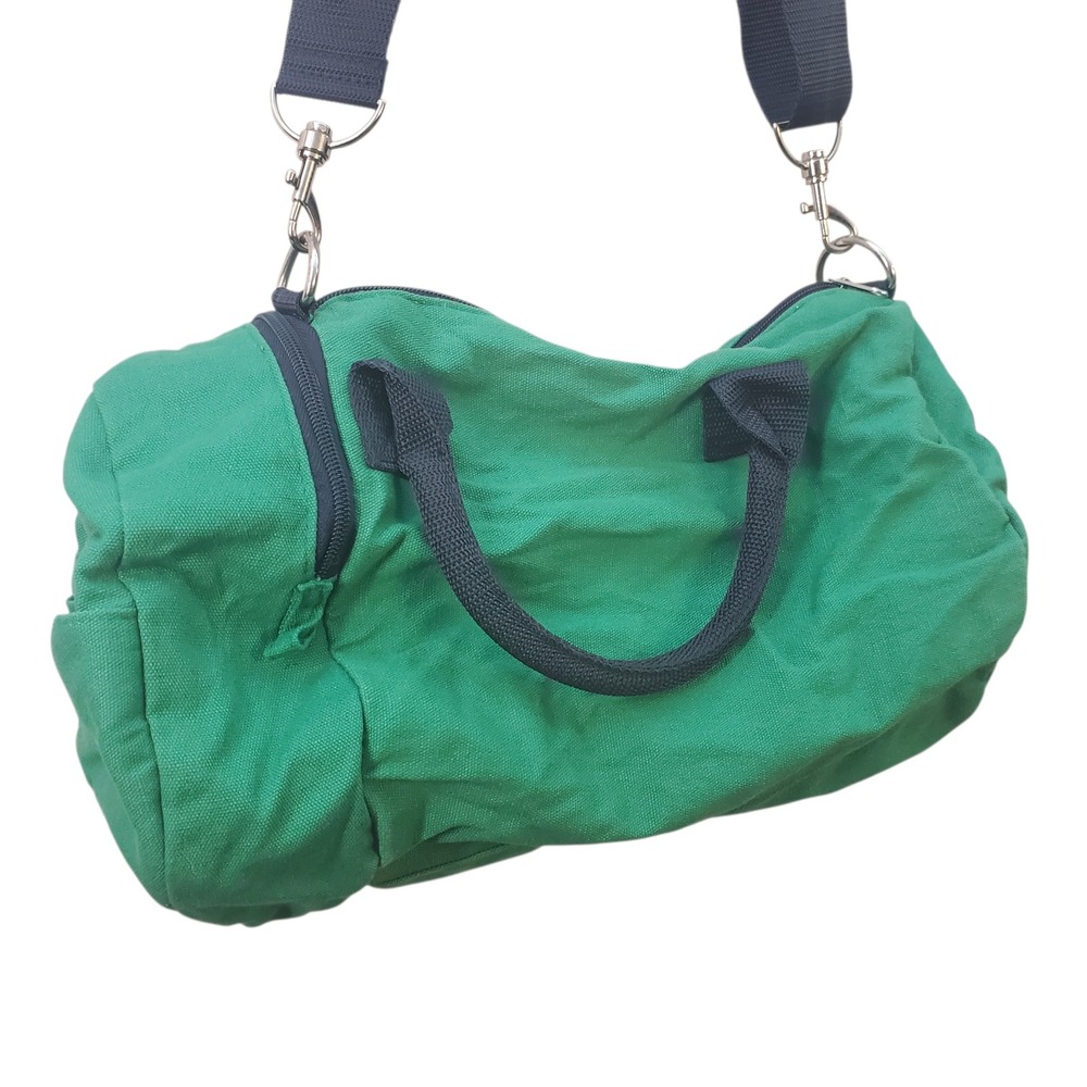 Tommy Hilfiger Denim Green Canvas Duffle Bag Griffin Crest 1985 Gym Travel Zip - Picture 5 of 14